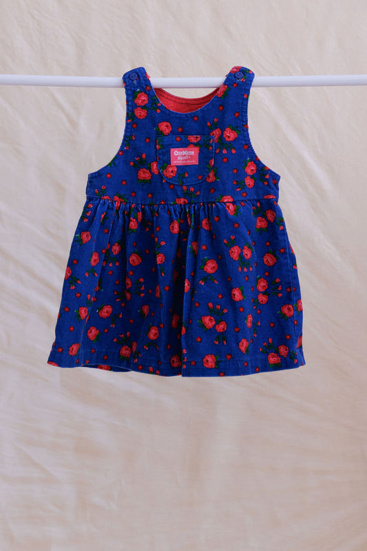 Vintage oshkosh blue and red floral dress size 2