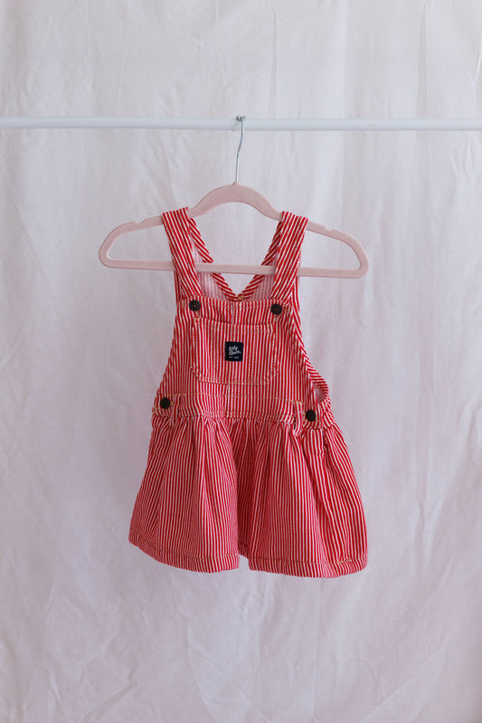 Modern Oshkosh Red Engineer Stripe Pinny 18-24m