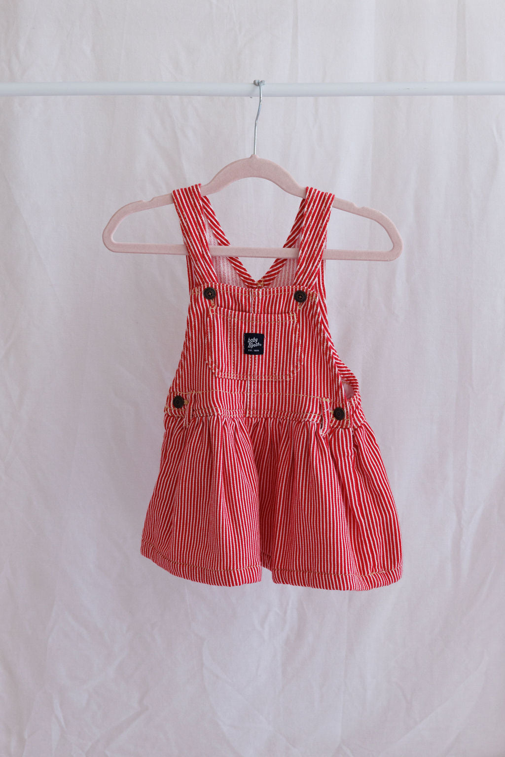 Modern Oshkosh Red Engineer Stripe Pinny 18-24m