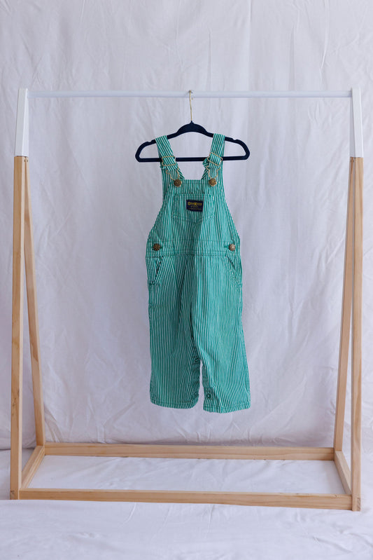 Oshkosh green engineer stripe overalls 18m