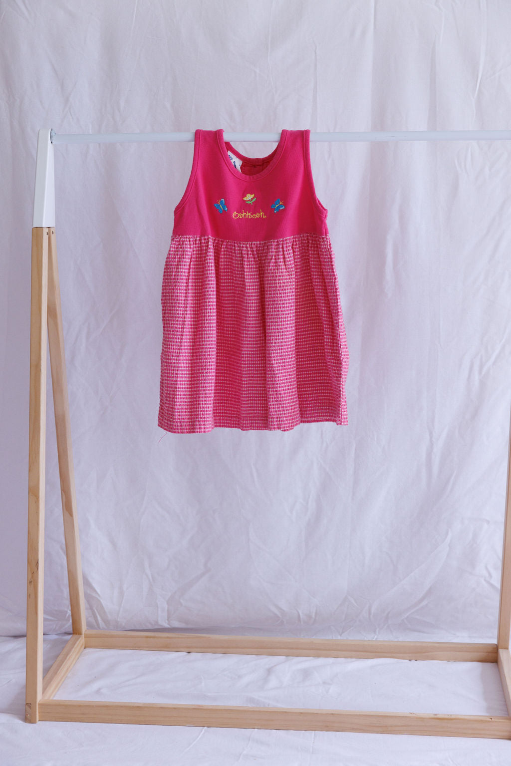 Oshkosh Cotton Shift dress in hot pink gingham 3T